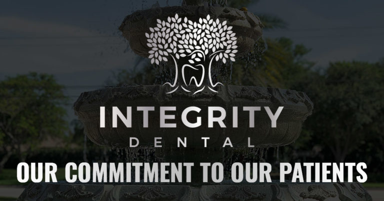 Our logo of a tree over our name, Integrity Dental, and the statement: Our Commitment to Our Patients